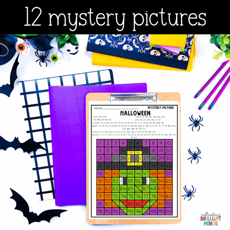 Halloween Math Place Value Color By Number 100’s Chart Mystery Pictures ...