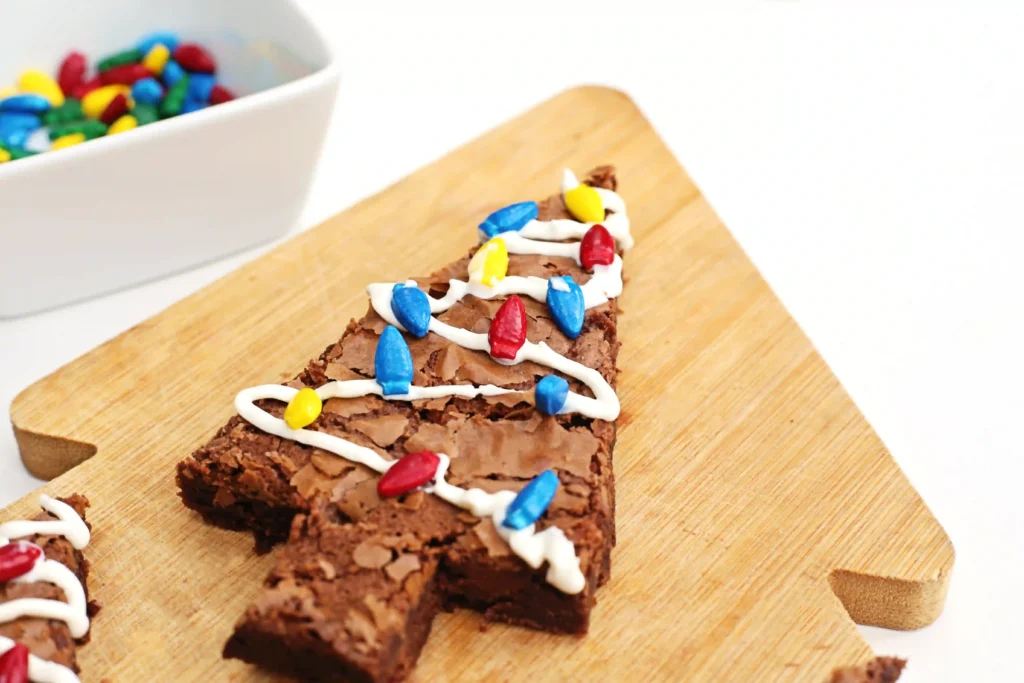Christmas Tree Brownies - Cultivating Brilliant Minds brownies decorated to look like a christmas tree