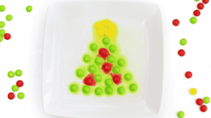 skittles organized to look like a christmas tree