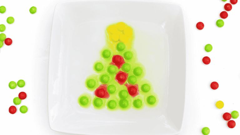 skittles organized to look like a christmas tree