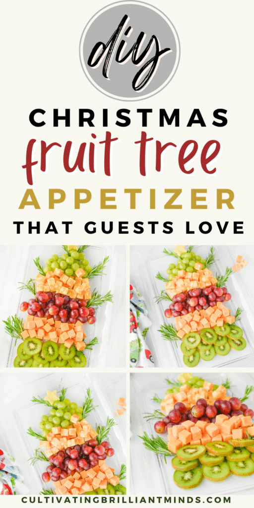 Christmas Tree Fruit Tray - Cultivating Brilliant Minds fruit on a tray arranged to look like a christmas tree