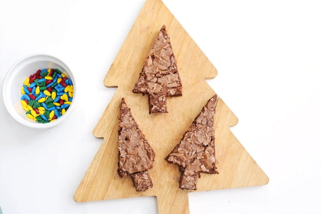 Christmas Tree Brownies - Cultivating Brilliant Minds brownies cut to look like christmas trees