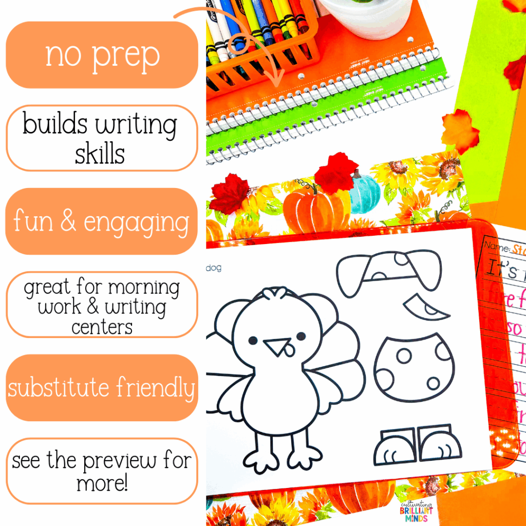 a craft to disguise a turkey with a writing page