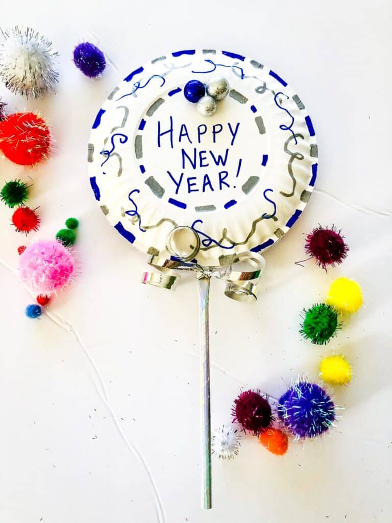 New Years Crafts for Kids - Cultivating Brilliant Minds Paper Plate New Years Eve Noisemaker