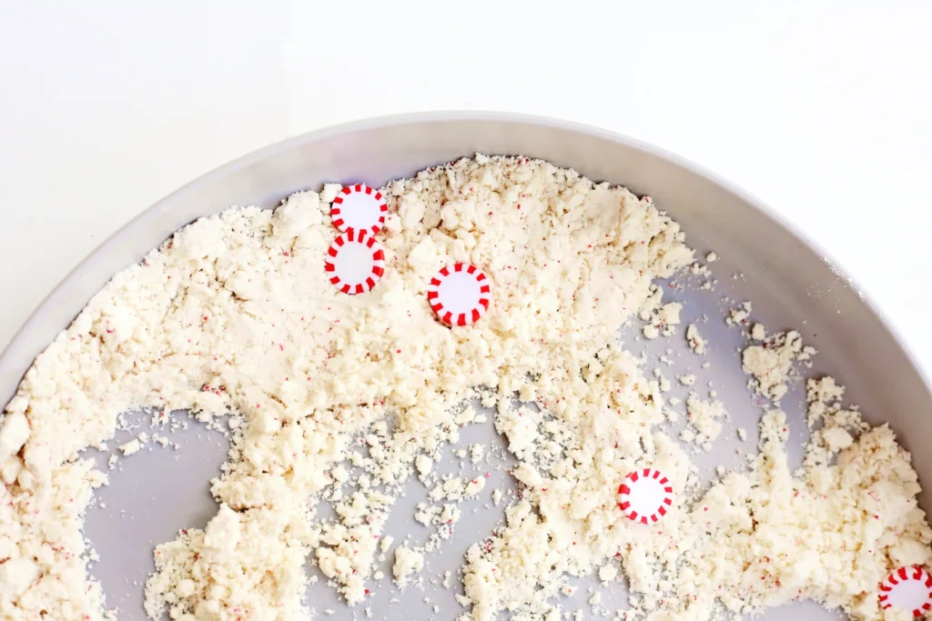 Peppermint Latte Cloud Dough Tray - Cultivating Brilliant Minds a cloud dough tray filled with peppermints
