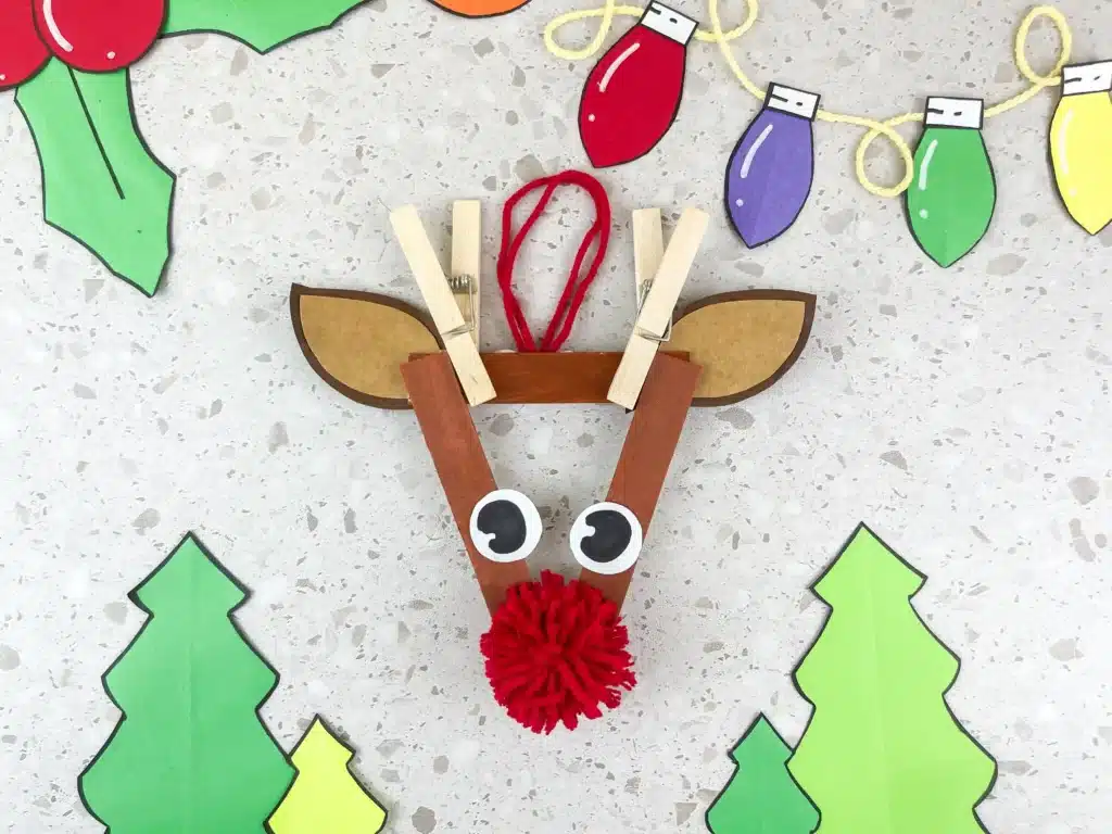Reindeer Popsicle Stick Ornament Craft - Cultivating Brilliant Minds a reindeer popsicle stick ornament craft