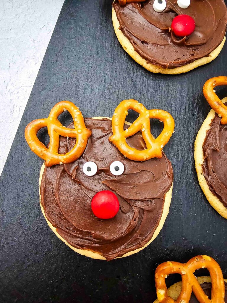 Reindeer Sugar Cookies - Cultivating Brilliant Minds sugar cookies decorated to look like reindeer