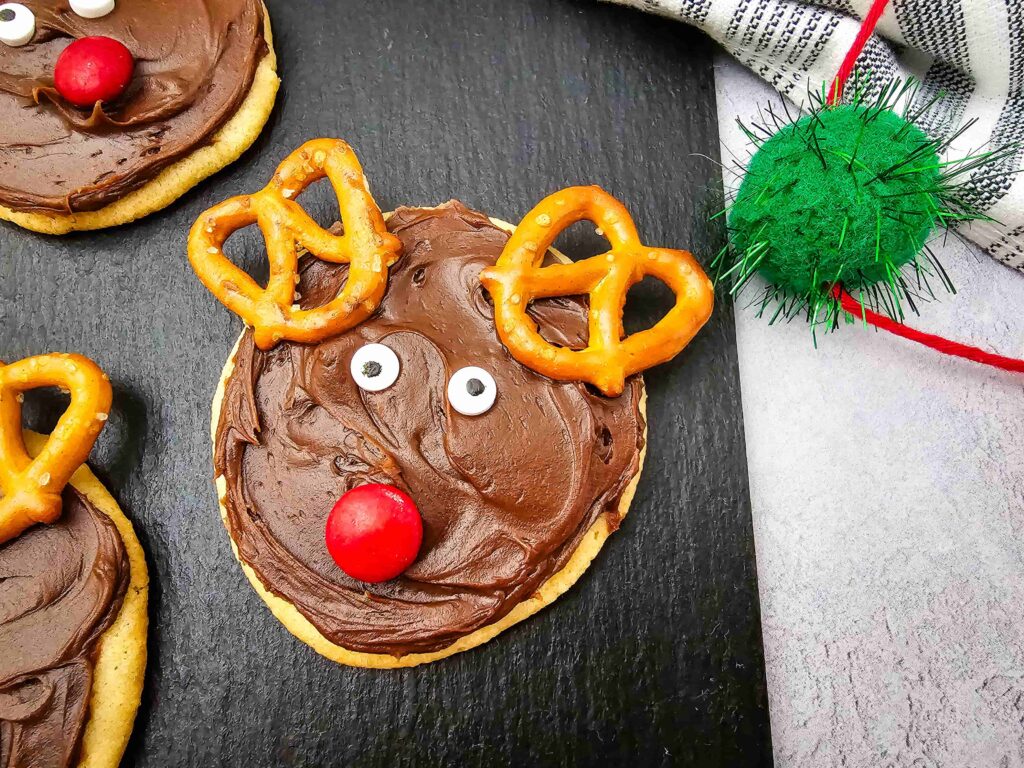 Reindeer Sugar Cookies - Cultivating Brilliant Minds sugar cookies decorated to look like reindeer