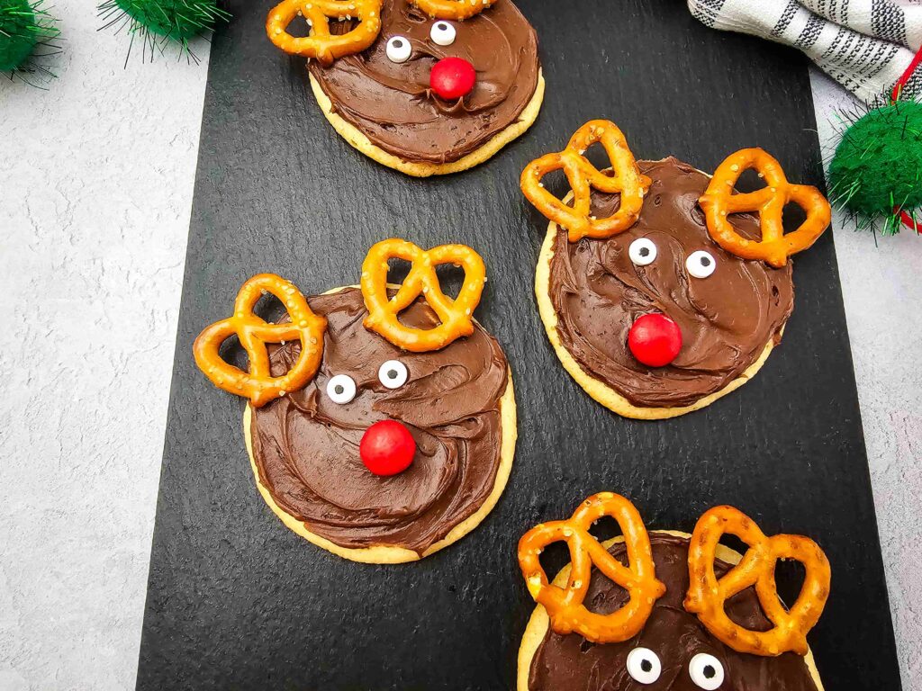 Reindeer Sugar Cookies - Cultivating Brilliant Minds sugar cookies decorated to look like reindeer