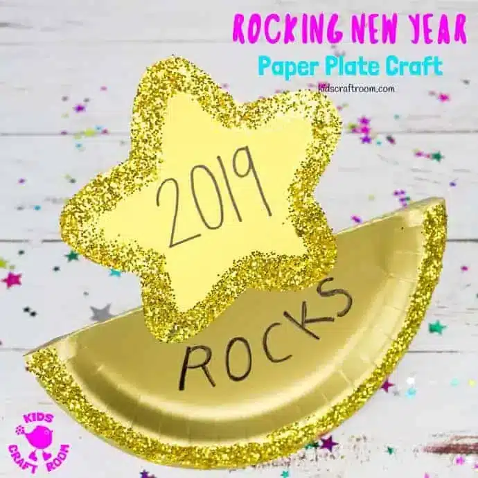 New Years Crafts for Kids - Cultivating Brilliant Minds Rocking New Year Paper Plate Craft