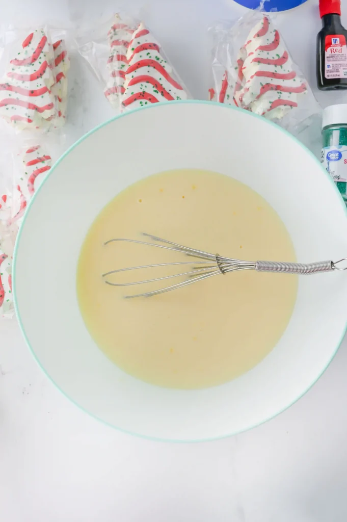 Christmas Tree Cake Trifle - Cultivating Brilliant Minds a mix of pudding and cake mix in a bowl