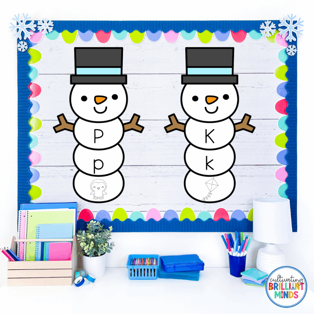 Snowman Alphabet Match - Cultivating Brilliant Minds snowman center where students match the pieces of the snowman with the same letter / beginning sound