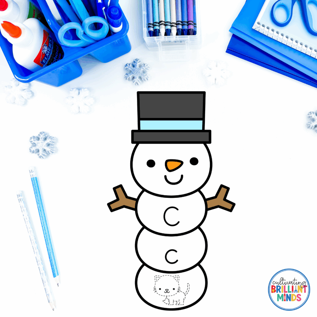Snowman Alphabet Match - Cultivating Brilliant Minds snowman center where students match the pieces of the snowman with the same letter / beginning sound