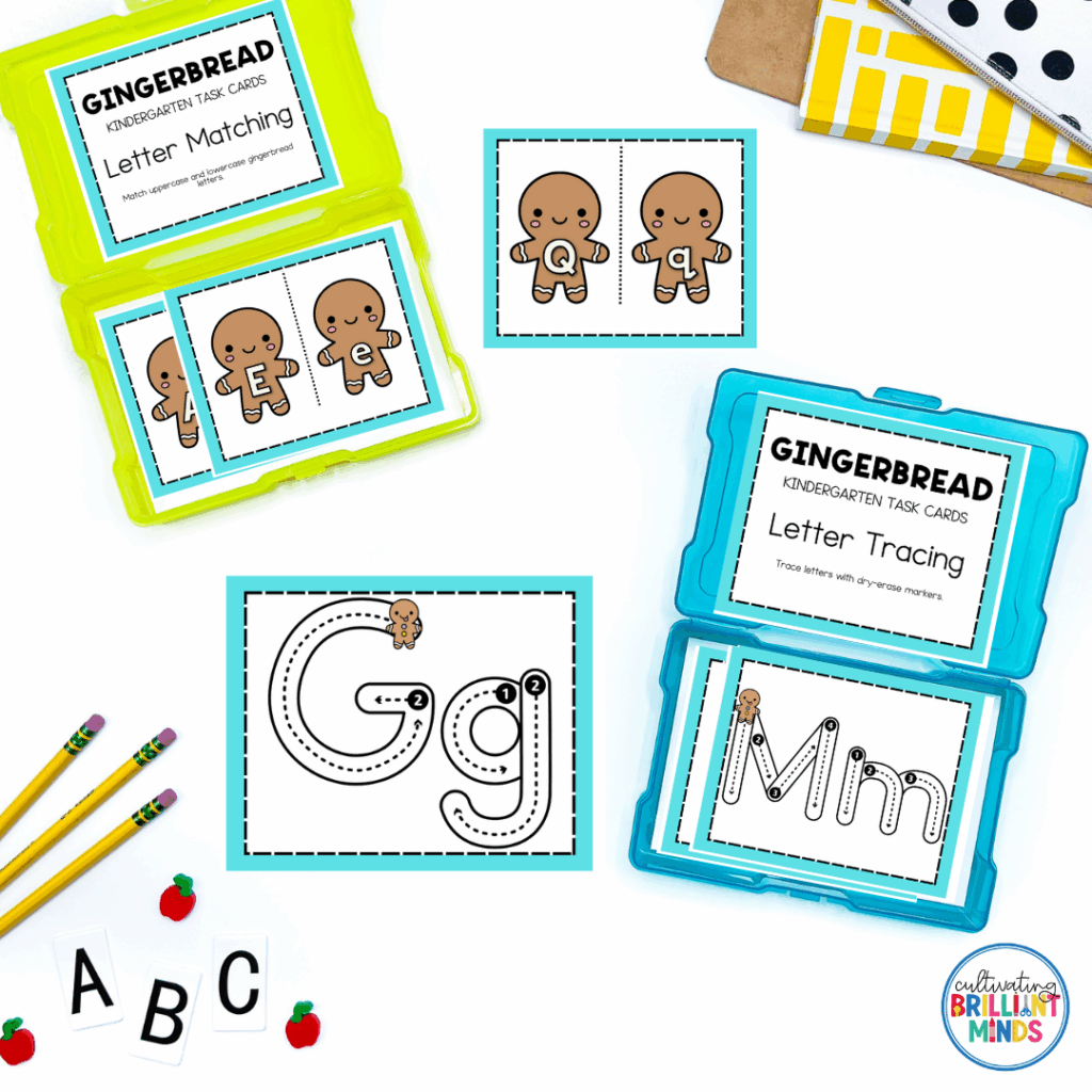 Gingerbread Task Cards - Cultivating Brilliant Minds gingerbread themed task cards to practice literacy skills