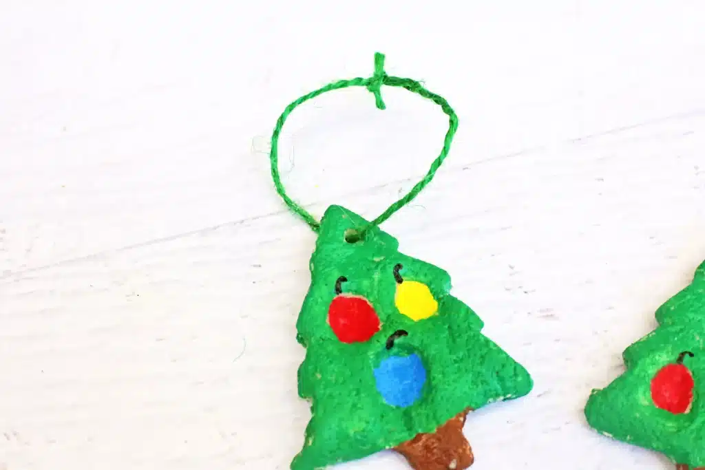 Add string - Cultivating Brilliant Minds Fingerprint Salt Dough Christmas Tree Ornament