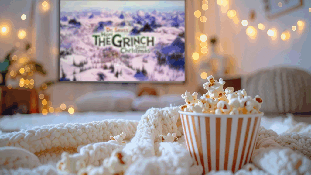 Grinch Movie Night Crafts and Activities - Cultivating Brilliant Minds grinch movie night with popcorn