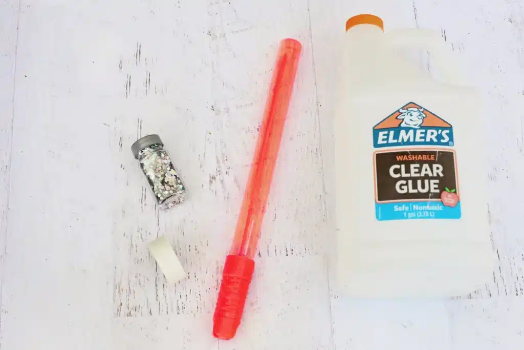 Candy Cane Sensory Wand - Cultivating Brilliant Minds glitter, glue, water, and a bubble wand