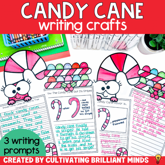 Christmas Candy Cane Writing Craft Theme Day Writing Prompts | Activities Crafts