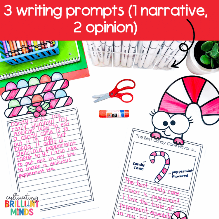 Christmas Candy Cane Writing Craft Theme Day Writing Prompts ...