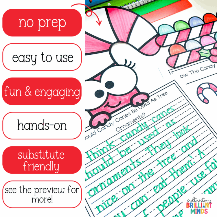 Christmas Candy Cane Writing Craft Theme Day Writing Prompts ...