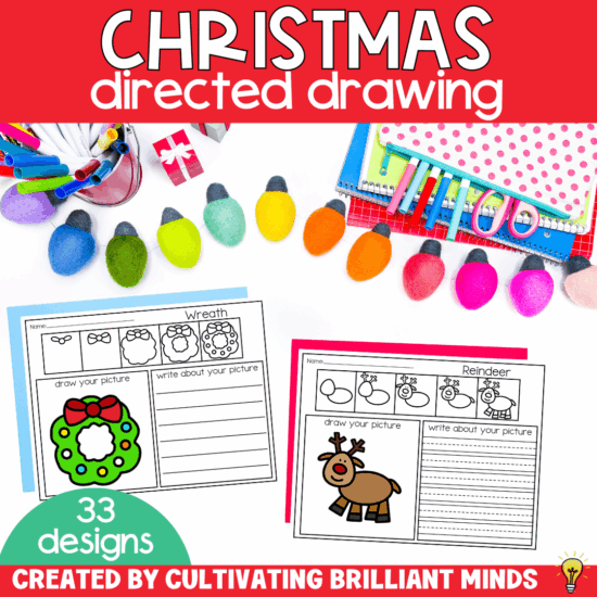 christmas themed directed drawing and writing pages