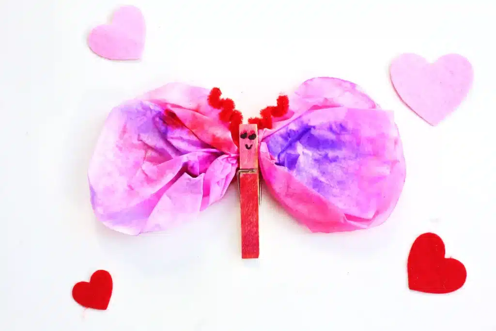 Coffee Filter Valentine Love Bugs - Cultivating Brilliant Minds valentine love bugs made using coffee filters and clothespins
