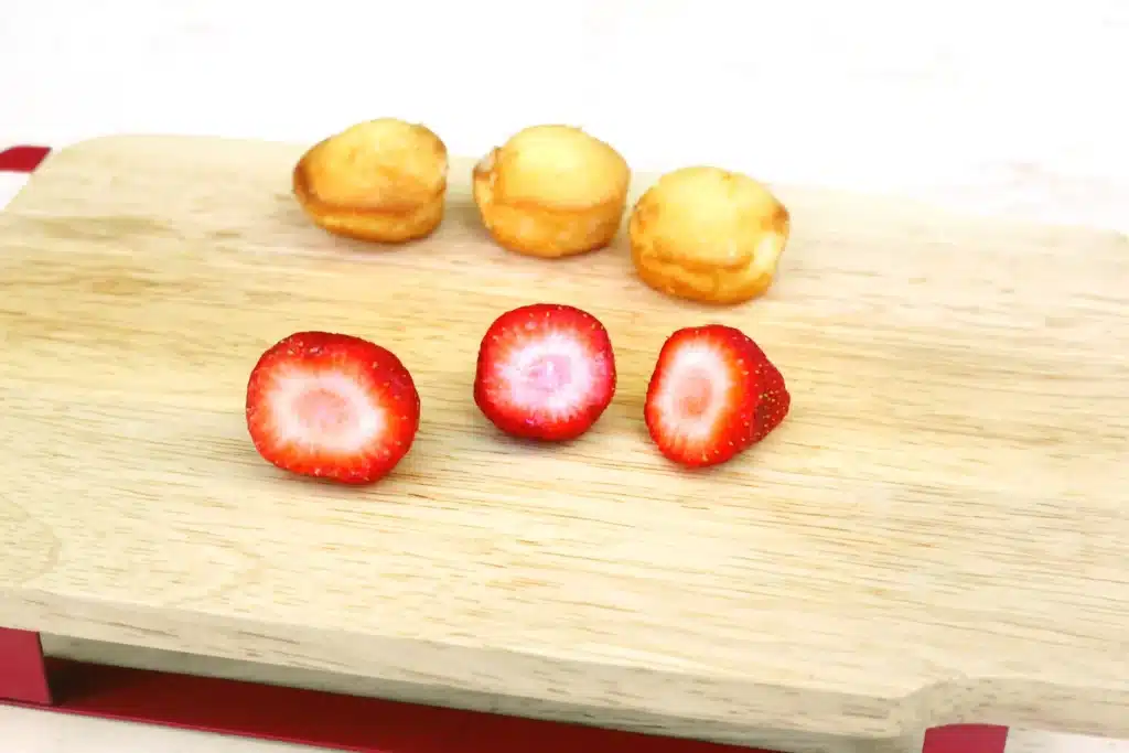 Santa Hat Muffins - Cultivating Brilliant Minds muffins and strawberries with the tops cut off