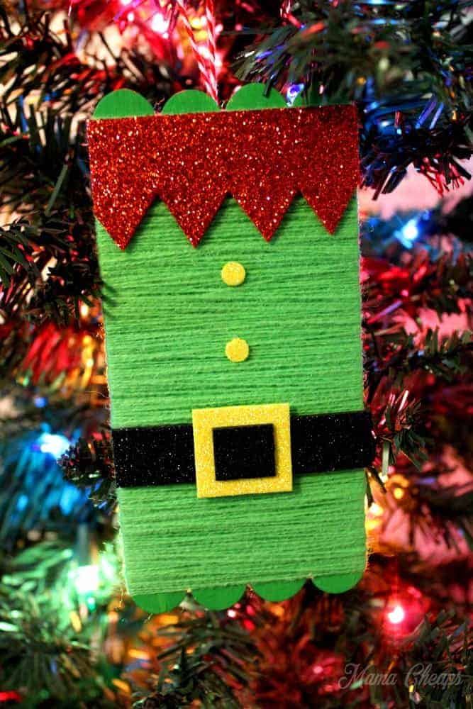 Christmas Ornament Crafts for Kids - Cultivating Brilliant Minds Elf Popsicle Stick Ornament Craft