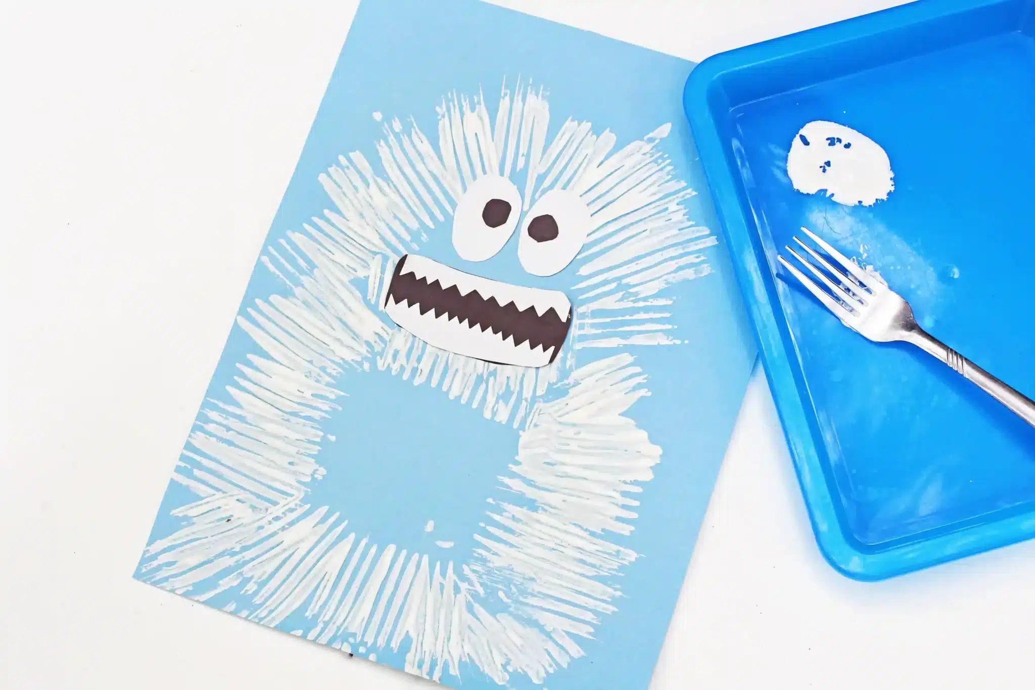 an abominable snowman from rudolph painted with a fork