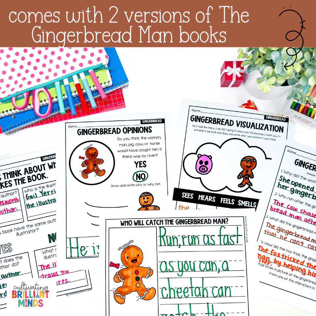 Gingerbread Man Book Companion - Cultivating Brilliant Minds activities, crafts, and worksheets to accompany the gingerbread man book