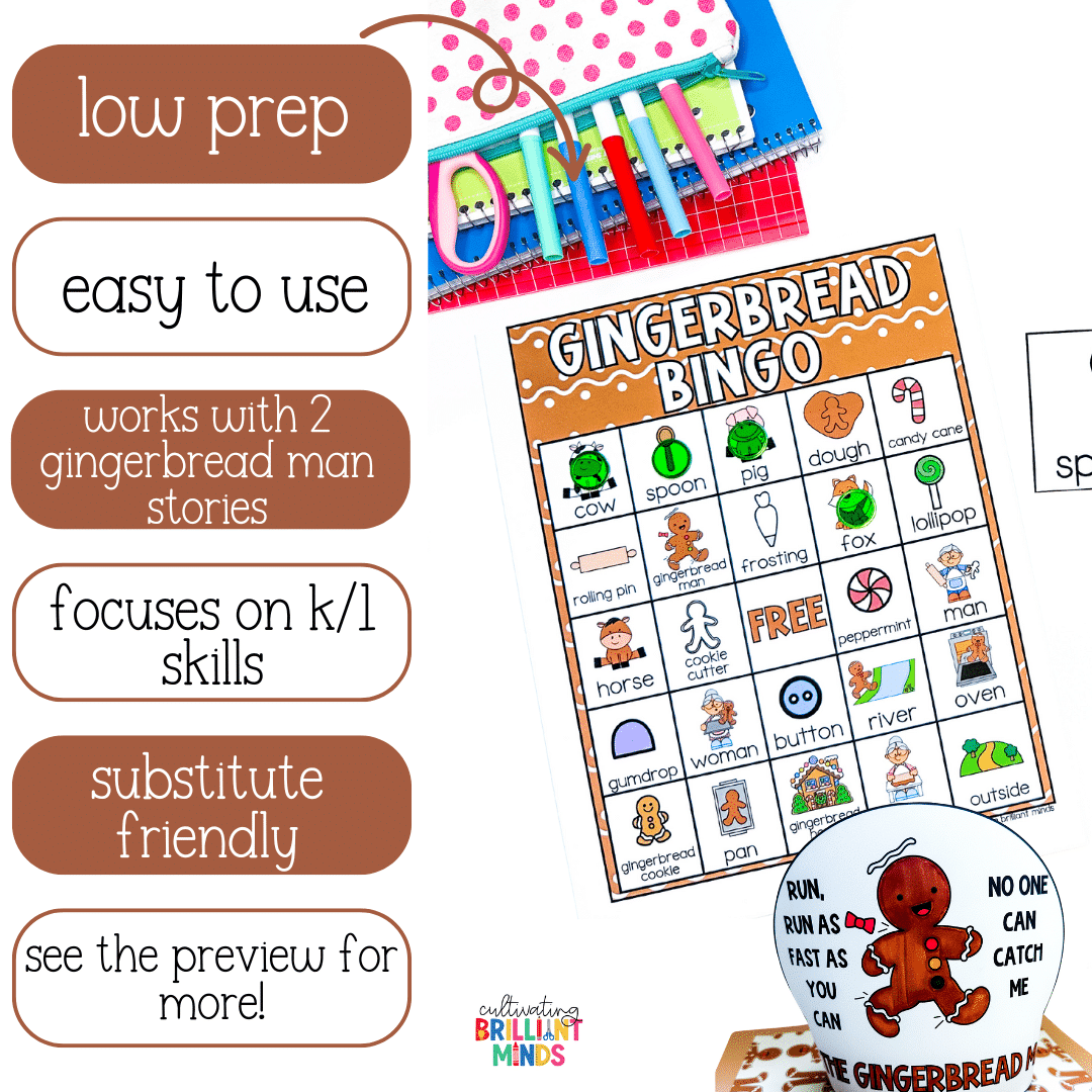 Gingerbread Man Book Companion - Cultivating Brilliant Minds activities, crafts, and worksheets to accompany the gingerbread man book