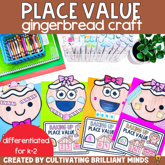 Christmas Gingerbread Place Value Activity Craft | Math Center Word Form K/1/2