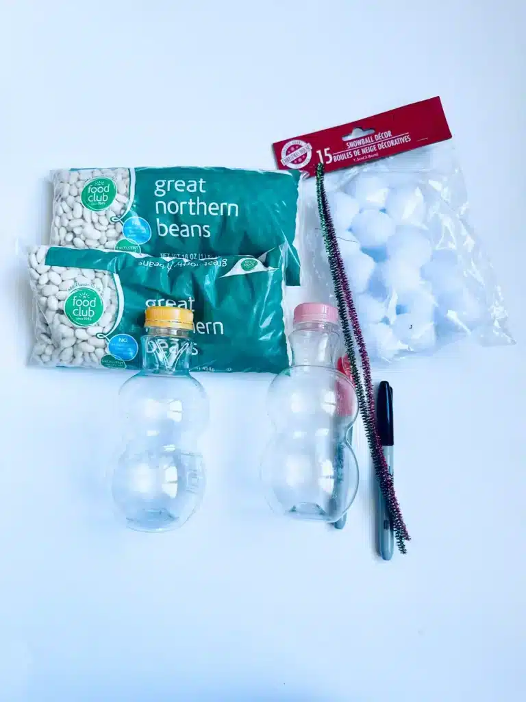 Snowman Sensory Bin - Cultivating Brilliant Minds supplies to make the snowman sensory bin