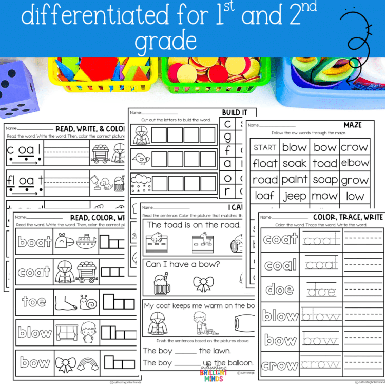 Vowel Teams Long O: OA OW OE Phonics Worksheets No Prep Phonics ...