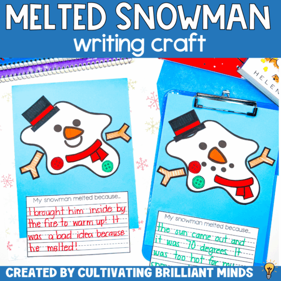 Winter Melted Snowman Craft | Bulletin Board Winter Activity Writing Christmas