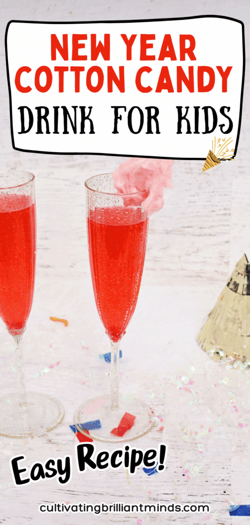 New Year Cotton Candy Drink - Cultivating Brilliant Minds a new year's eve drink for kids with cotton candy