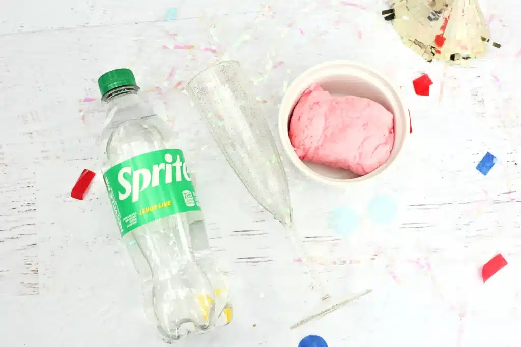 New Years Cotton Candy Drink  Cultivating Brilliant Minds sprite champagne glass and cotton candy