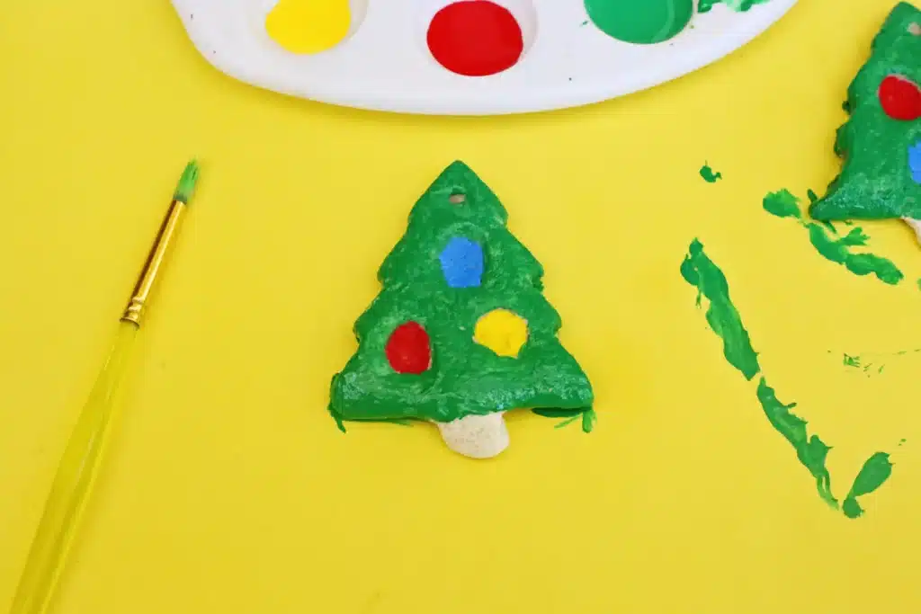 Fingerprint Salt Dough Christmas Tree Ornament - Cultivating Brilliant Minds fingerprint salt dough Christmas trees painted