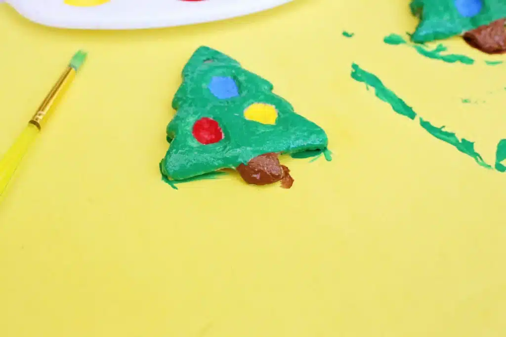 Fingerprint Salt Dough Christmas Tree Ornament - Cultivating Brilliant Minds painted fingerprint salt dough Christmas trees