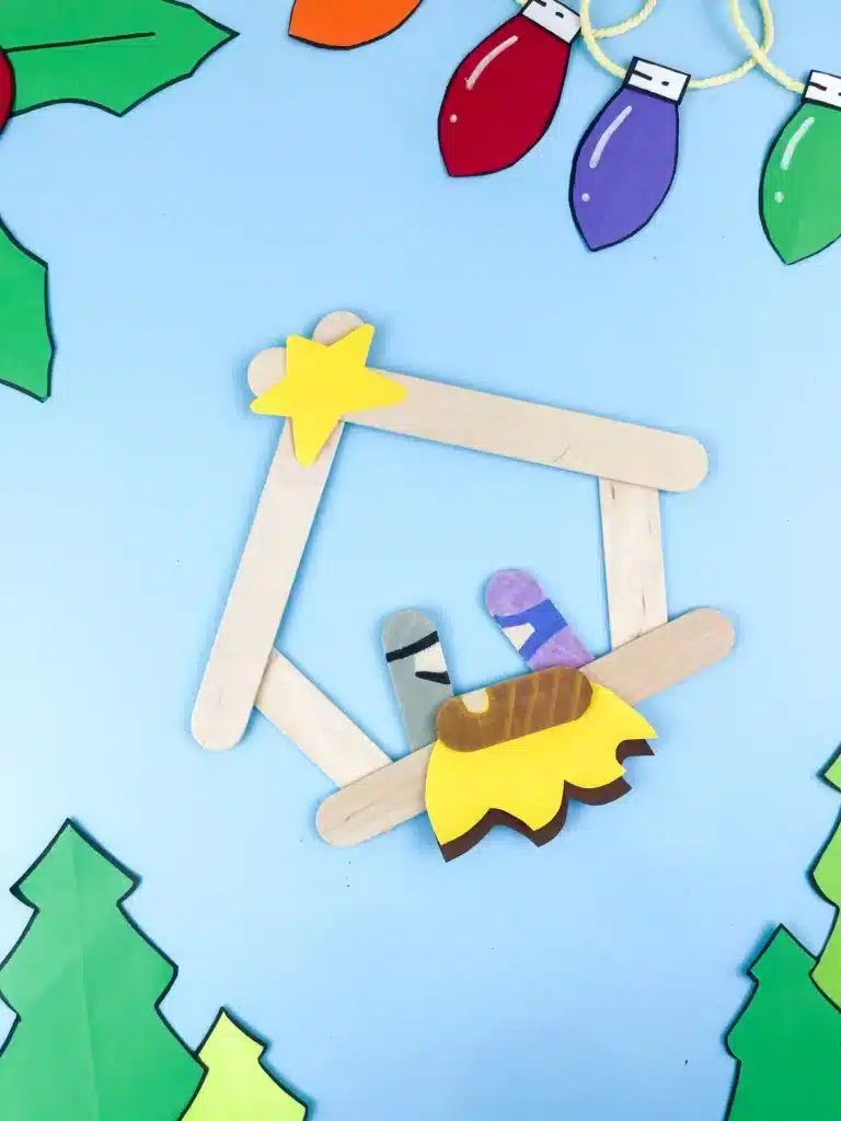 Nativity Popsicle Stick Craft - Cultivating Brilliant Minds a nativity popsicle stick craft made out of popsicle sticks and construction paper