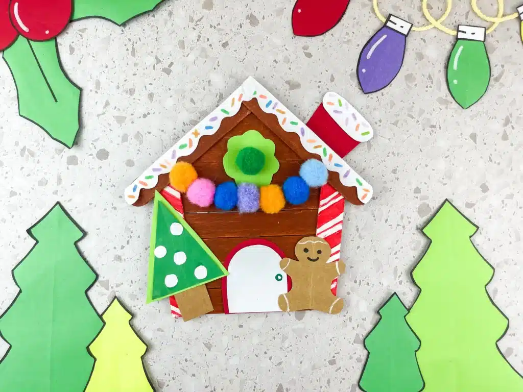 Gingerbread House Craft - Cultivating Brilliant Minds gingerbread house craft made out of popsicle sticks