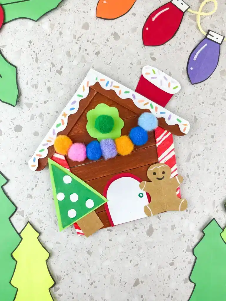 Gingerbread House Craft - Cultivating Brilliant Minds gingerbread house craft made out of popsicle sticks