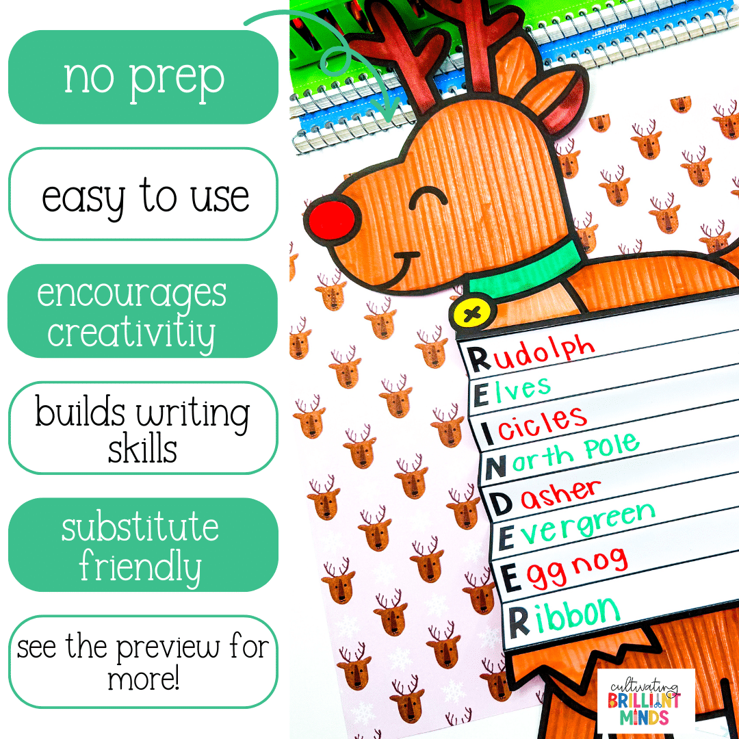 Reindeer Acrostic Poem - Cultivating Brilliant Minds an acrostic poem about reindeer