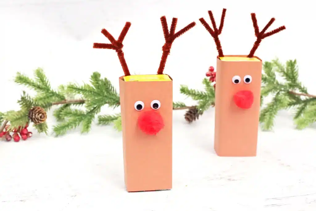 Rudolph Juice Boxes - Cultivating Brilliant Minds juice boxes decorated to look like rudolph