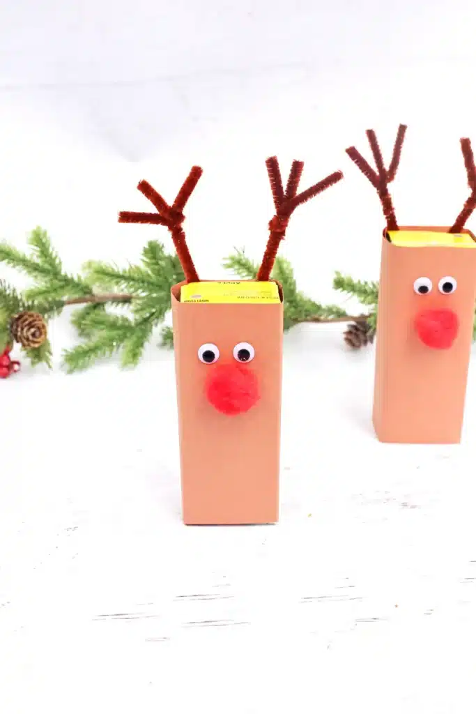 Rudolph Juice Boxes - Cultivating Brilliant Minds juice boxes decorated to look like rudolph