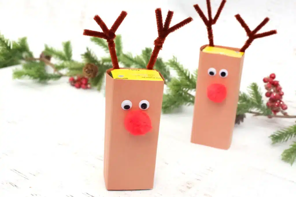 Rudolph Juice Boxes - Cultivating Brilliant Minds juice boxes decorated to look like rudolph