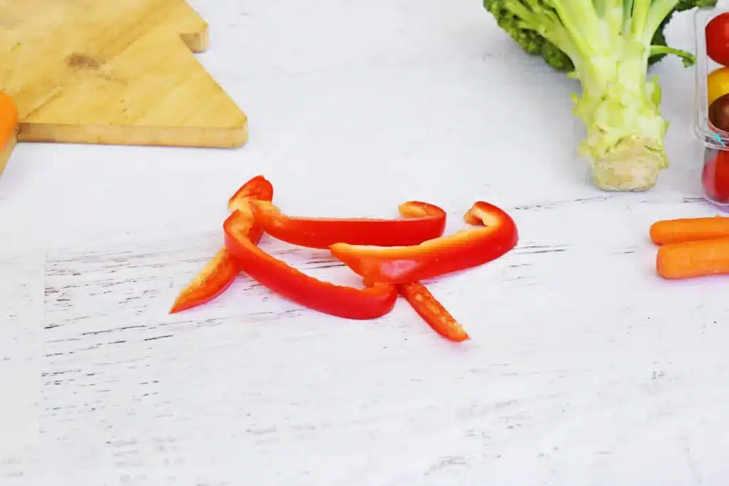 Christmas Tree Veggie Tray - Cultivating Brilliant Minds sliced red bell pepper
