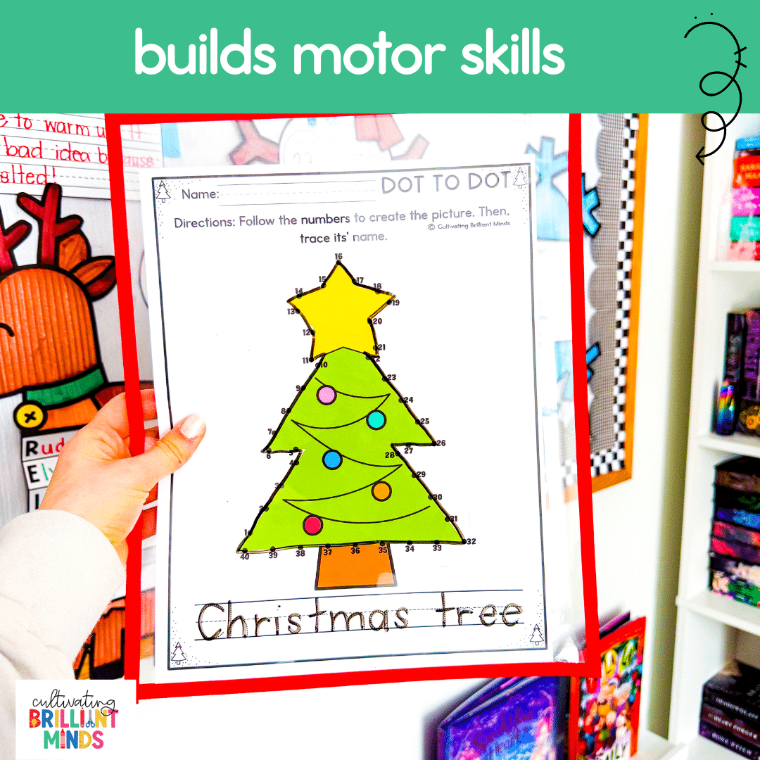 Christmas Dot to Dot - Cultivating Brilliant Minds connect the dots worksheets where students connect the dots to finish the christmas image