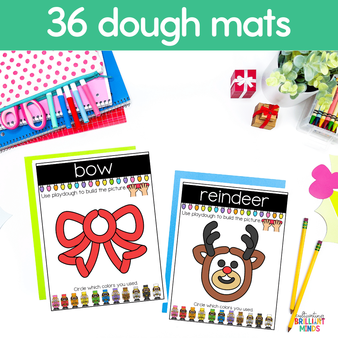 Christmas Dough Mats - Cultivating Brilliant Minds christmas mats with christmas items made out of playdough