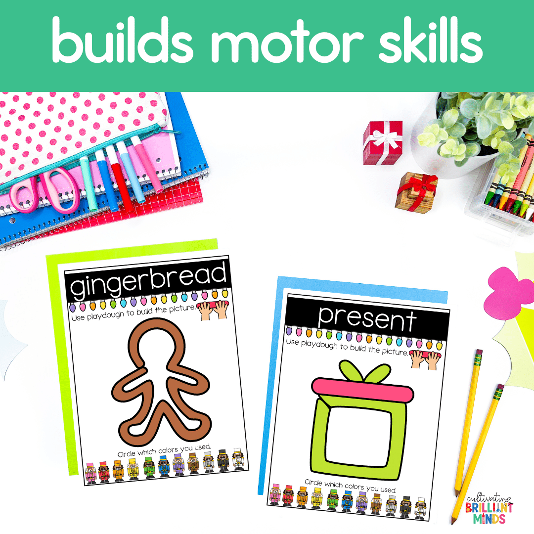 Christmas Dough Mats - Cultivating Brilliant Minds christmas mats with christmas items made out of playdough